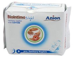 Anion BioIntimo dámské hygienické noční vložky 8ks s anionovým páskem