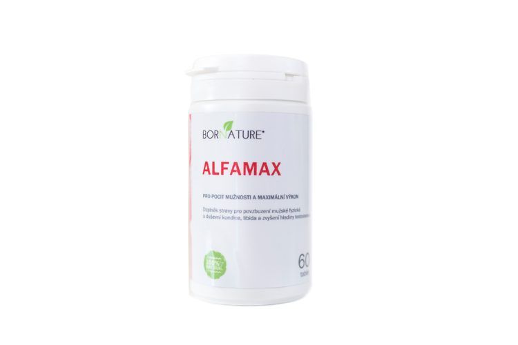 Bornature - ALFAMAX 60KAPSLÍ Pro pocit mužnosti a maximální výkon, doplněk stravy pro povzbuzení mužské fyzické a duševní kondice, libida a zvýšení hladiny testosteronu doplněk stravy