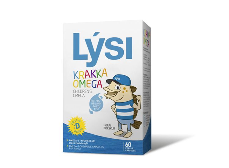 Rybí olej Lýsi - Omega 3 + D pro děti 60 cps - Želatinové žvýkací kapsle s příjemnou ovocnou chutí obsahují rybí olej. Produkt je vyvinut speciálně pro děti.