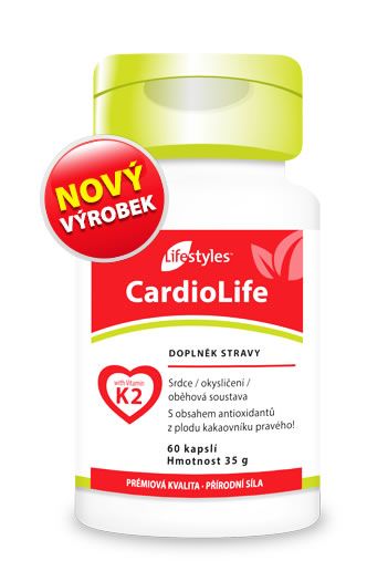CardioLife 60 kapsulí - Kombinace vitaminu K2 (MK7), extraktu z hlohu, vitamínů B6, B12 a kyseliny listové - doplněk stravy Lifestyles