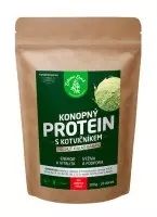 Zelená země Konopný protein s kotvičníkem  s příchutí kakao/banán. Na podporu energie a vitality  - ideální pro muže.