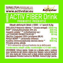 ACTIV fiber drink jahoda 1 sáček Podpora pro správnou střevní mikroflóru Activstar
