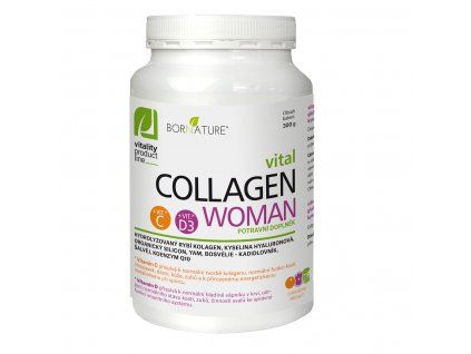 Collagen WOMAN se speciální směsí bylin, kyselinou hyaluronovou, vit. C a D 300 g. Doplněk stravy na bázi kolagenu, glukosaminu, chondroitinu, MSM, hořčíku, vitaminu, bylin a kyseliny hyaluronový. Citrusové aroma.