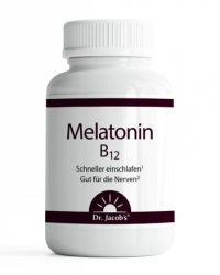 Dr. Jacob's Melatonin B12 60 tablet pro snadnější usínání a s vitamínem B12 pro podporu psychiky, bez laktózy a lepku, vhodné pro vegany