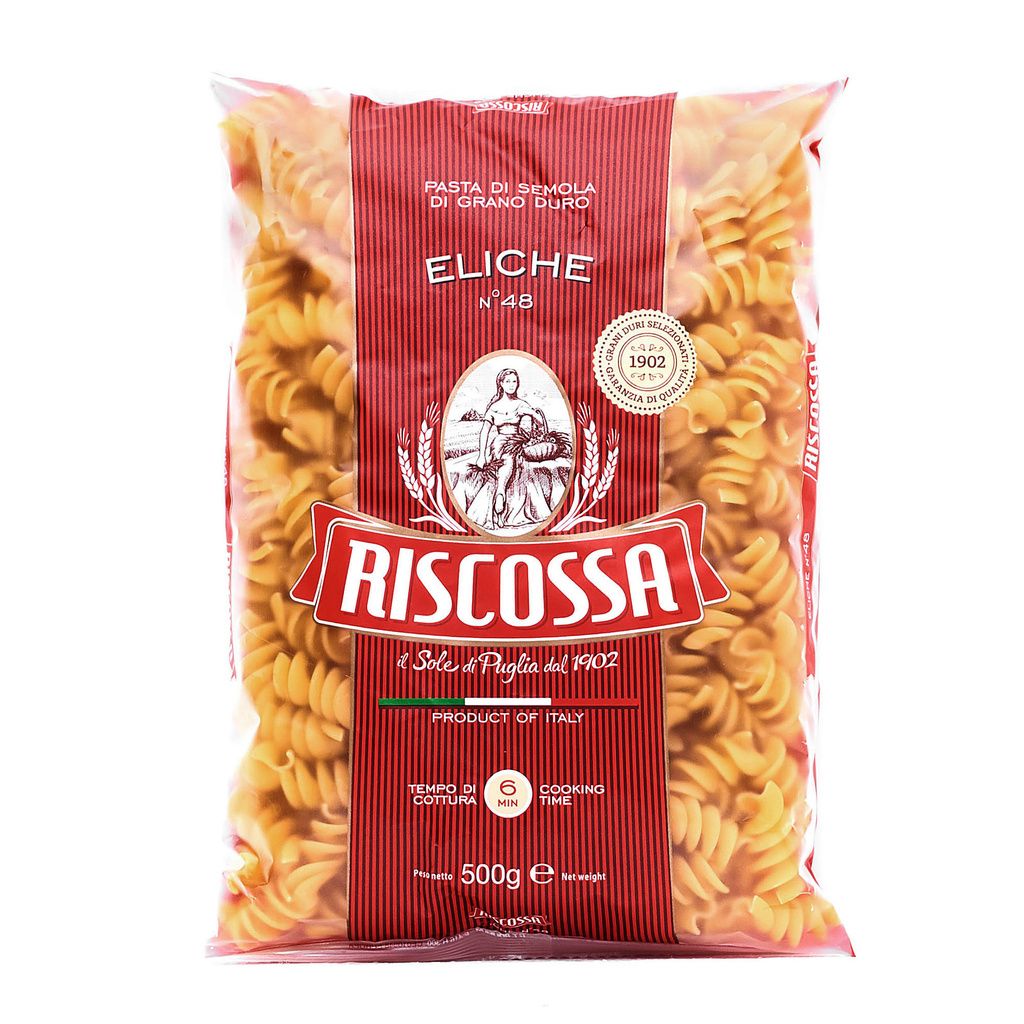 Eliche vrtule 500g jsou italské těstoviny ze semoliny z tvrdé pšenice (Triticum durum). Pastificio Riscossa