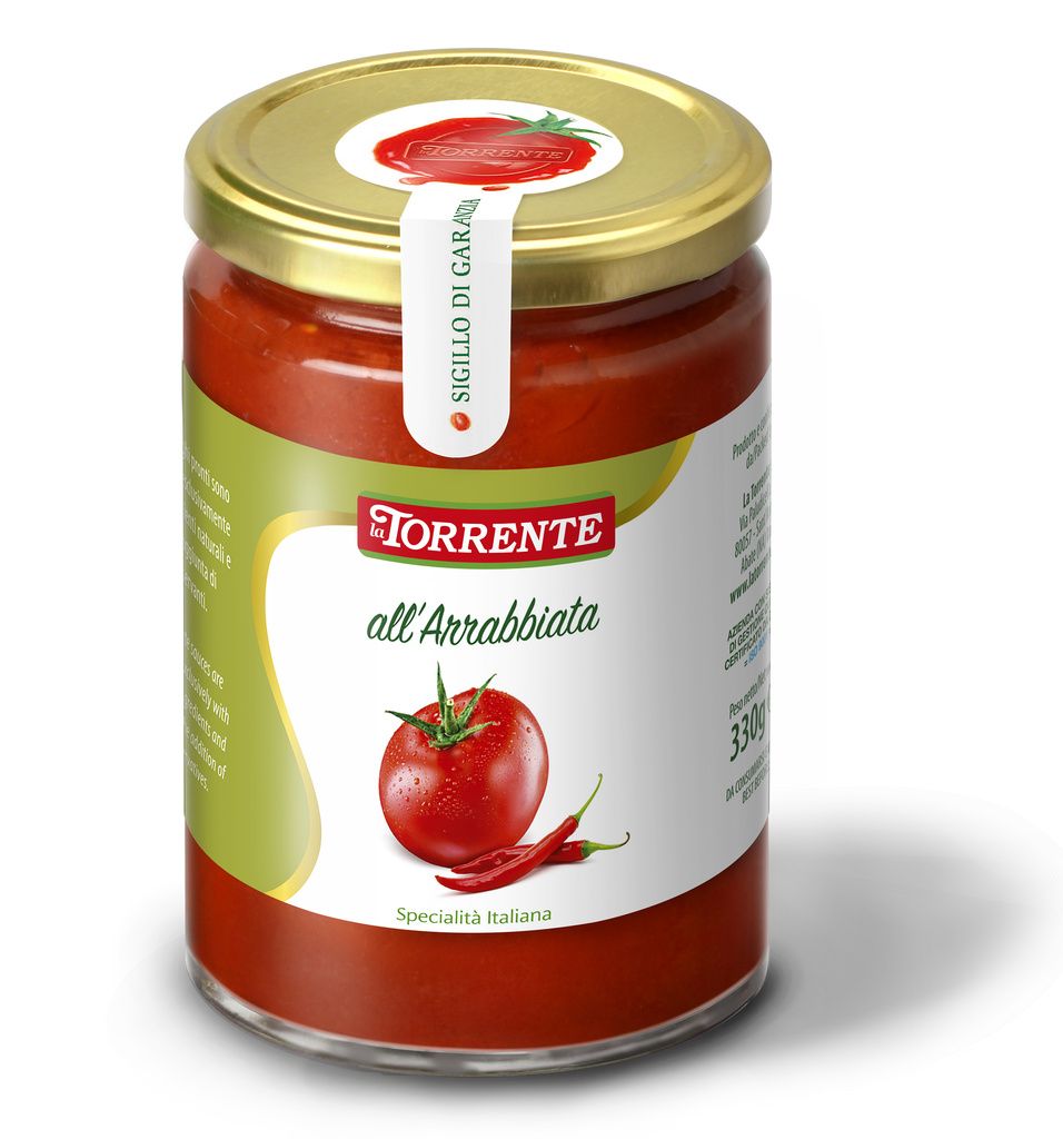 Rajčatová omáčka s chilli papričkou je hotová omáčka na těstoviny, nejčastěji penne, mající pálivou chuť, typická pro region Lazio a především Řím. 330 g La Torrente