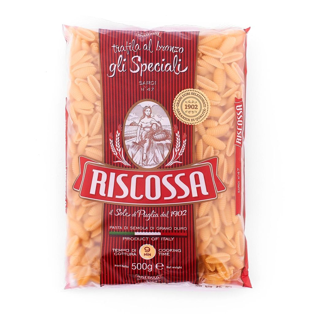 Sardi mušle jsou italské těstoviny pocházející ze Sardínie. Jsou vyráběny ze semoliny z tvrdé pšenice (Triticum durum). 500 g Pastificio Riscossa