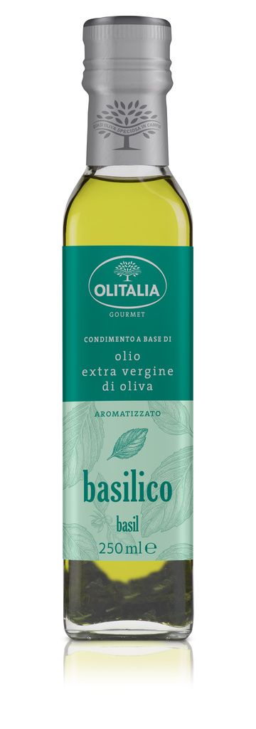 Zálivka EP olivový olej/bazalka je spojením extra panenského olivového oleje a bazalky. 250 ml Olitalia