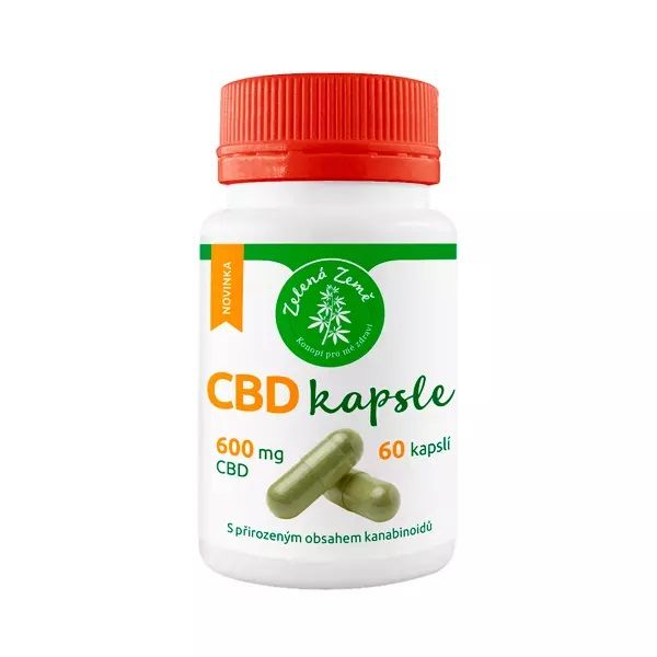 Zelená země CBD kapsle 600 mg CBD - 60 ks Nová receptura s ještě přirozenějším obsahem kanabinoidů. VEGANské složení. Zelená Země s.r.o.